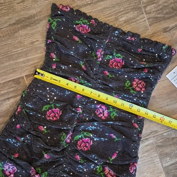 For Love & Lemons Every Rose Sequin Strapless Lined Mini Dress, Size Small - Picture 5 of 11